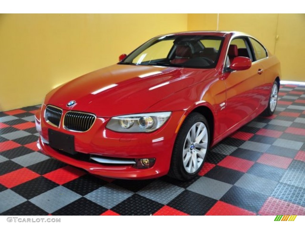 2011 3 Series 328i xDrive Coupe - Crimson Red / Coral Red/Black Dakota Leather photo #2