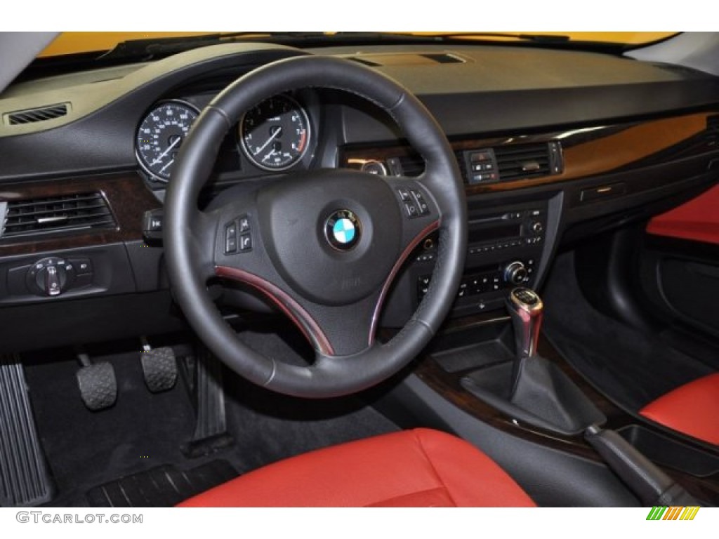 2011 BMW 3 Series 328i xDrive Coupe Coral Red/Black Dakota Leather Dashboard Photo #49916346