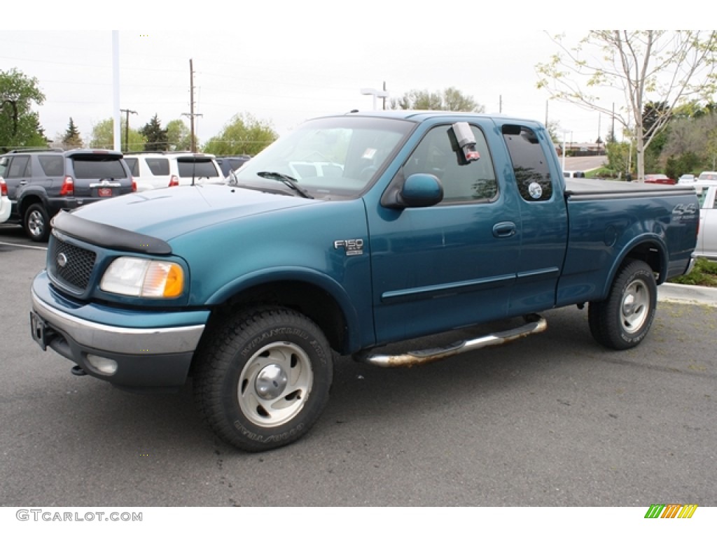 2000 F150 XLT Extended Cab 4x4 - Island Blue Metallic / Medium Graphite photo #4