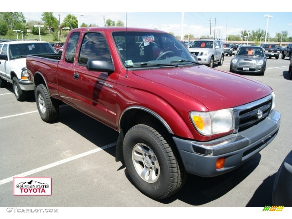 2000 Tacoma V6 SR5 Extended Cab 4x4 - Sunfire Red Pearl / Gray photo #1