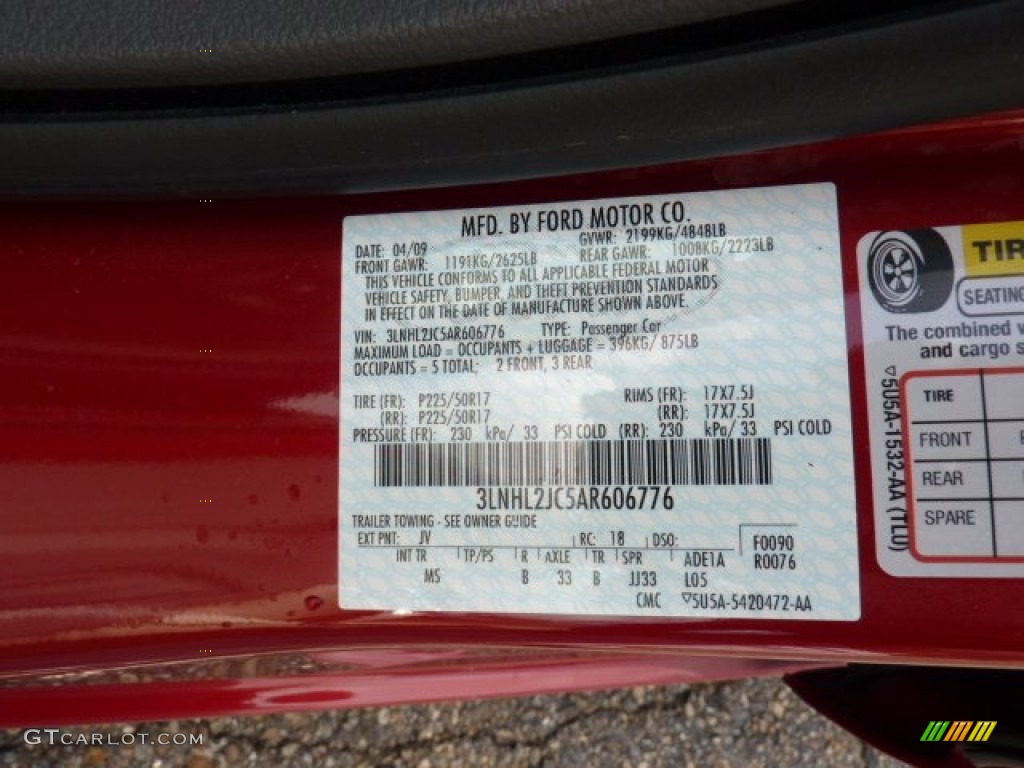 2010 MKZ Color Code JV for Sangria Red Metallic Photo #49926153