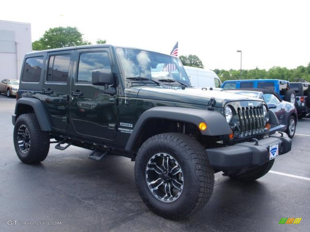 Natural Green Pearl 2011 Jeep Wrangler Unlimited Sport 4x4 Exterior Photo #49928418