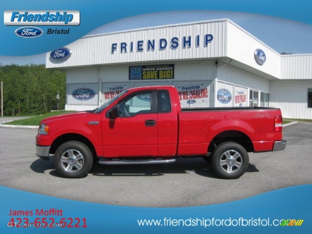 2005 F150 XLT Regular Cab 4x4 - Bright Red / Medium Flint Grey photo #1