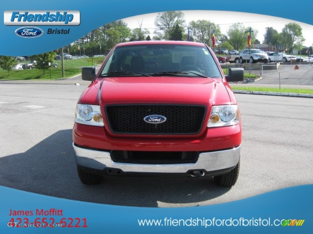 2005 F150 XLT Regular Cab 4x4 - Bright Red / Medium Flint Grey photo #3