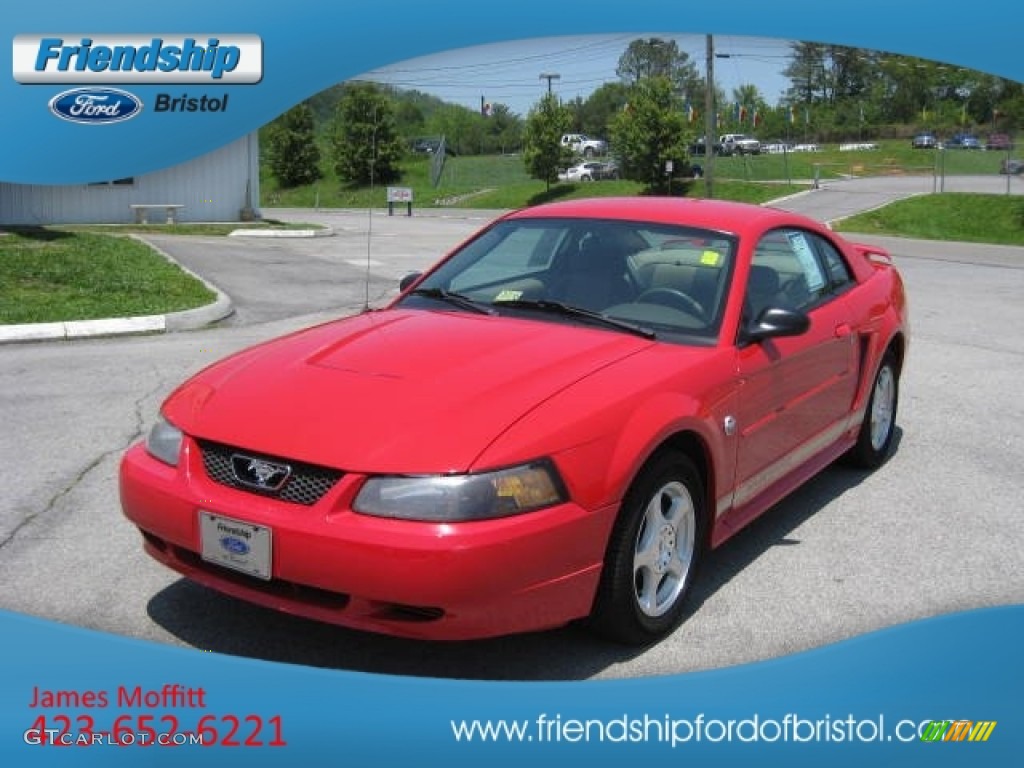 2004 Mustang V6 Coupe - Torch Red / Medium Parchment photo #2