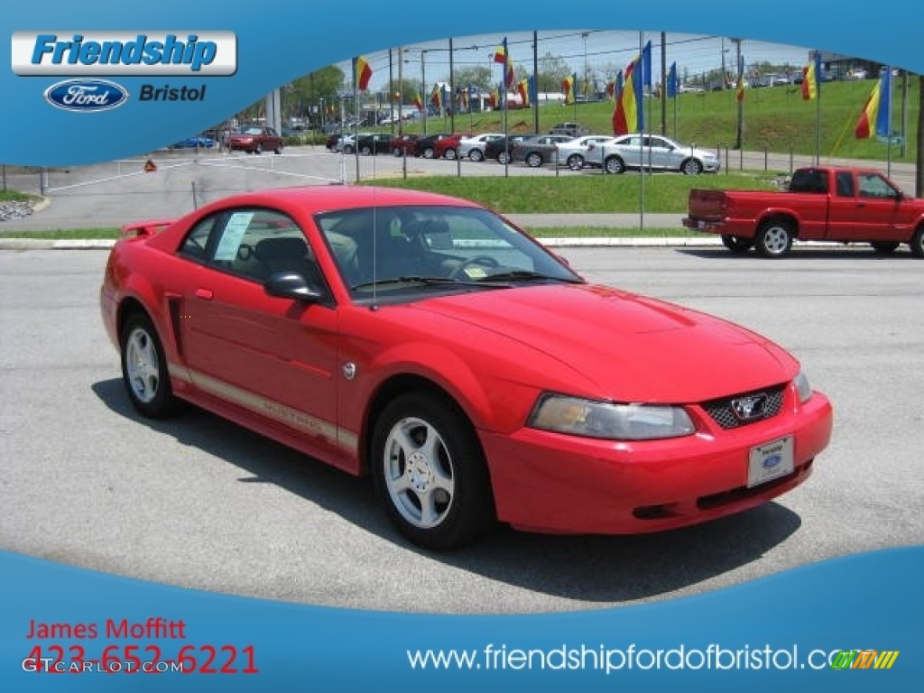 2004 Mustang V6 Coupe - Torch Red / Medium Parchment photo #4