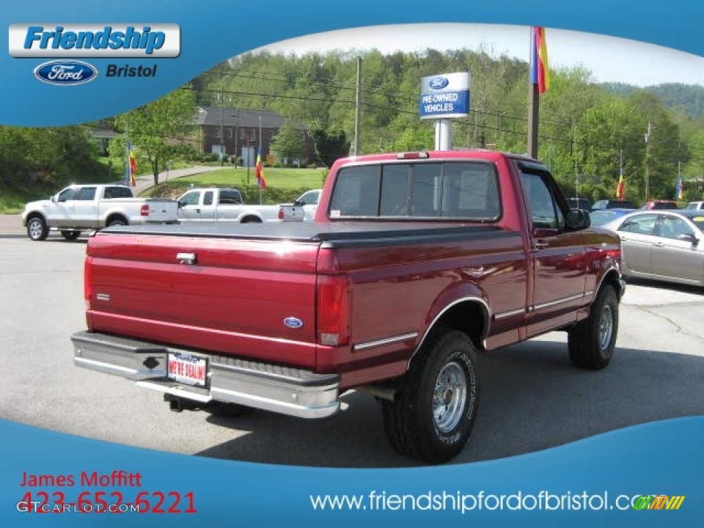 1995 F150 XLT Regular Cab 4x4 - Electric Currant Red Pearl / Gray photo #6