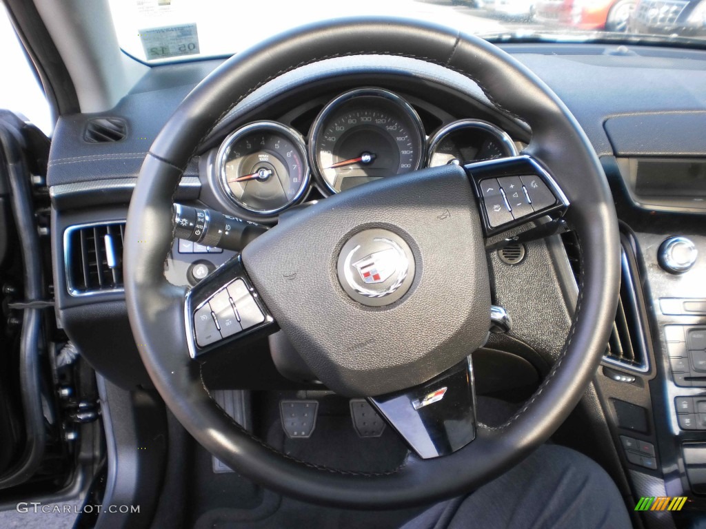2009 Cadillac CTS -V Sedan Ebony Steering Wheel Photo #49946735