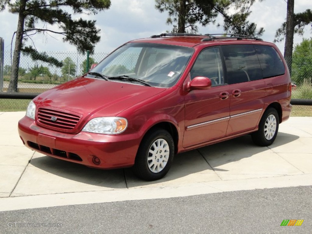 2002 Sedona LX - Ruby Red / Beige photo #11