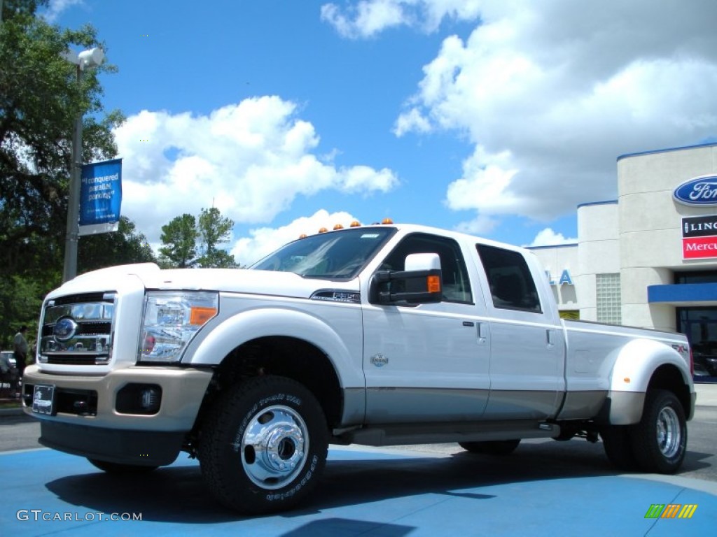 White Platinum Tri-Coat Metallic 2011 Ford F350 Super Duty King Ranch Crew Cab 4x4 Dually Exterior Photo #49958423