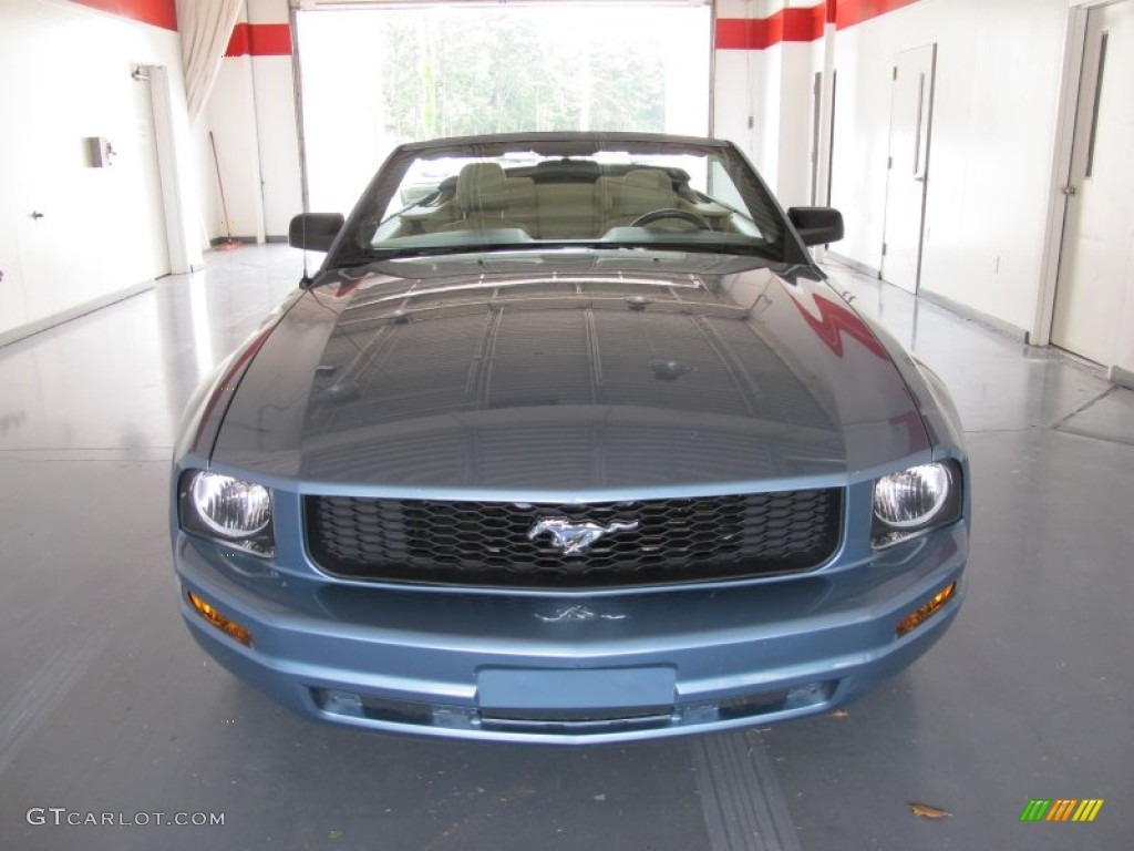 2007 Mustang V6 Premium Convertible - Windveil Blue Metallic / Medium Parchment photo #6