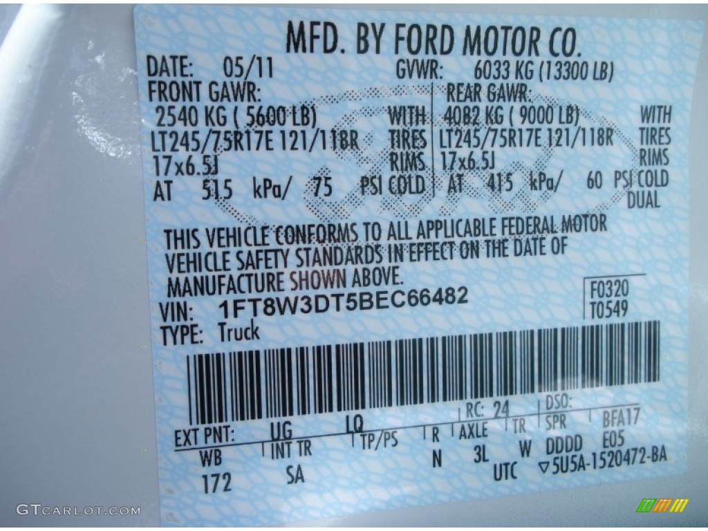 2011 Ford F350 Super Duty King Ranch Crew Cab 4x4 Dually Color Code Photos