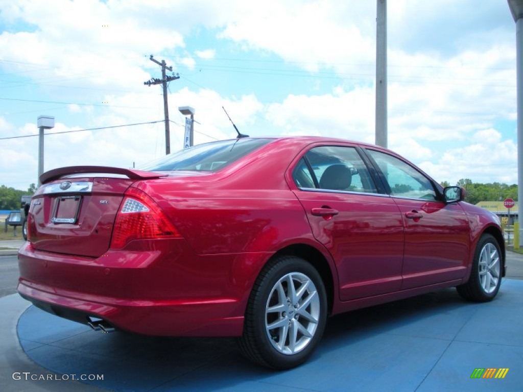2011 Fusion SEL - Red Candy Metallic / Camel photo #3