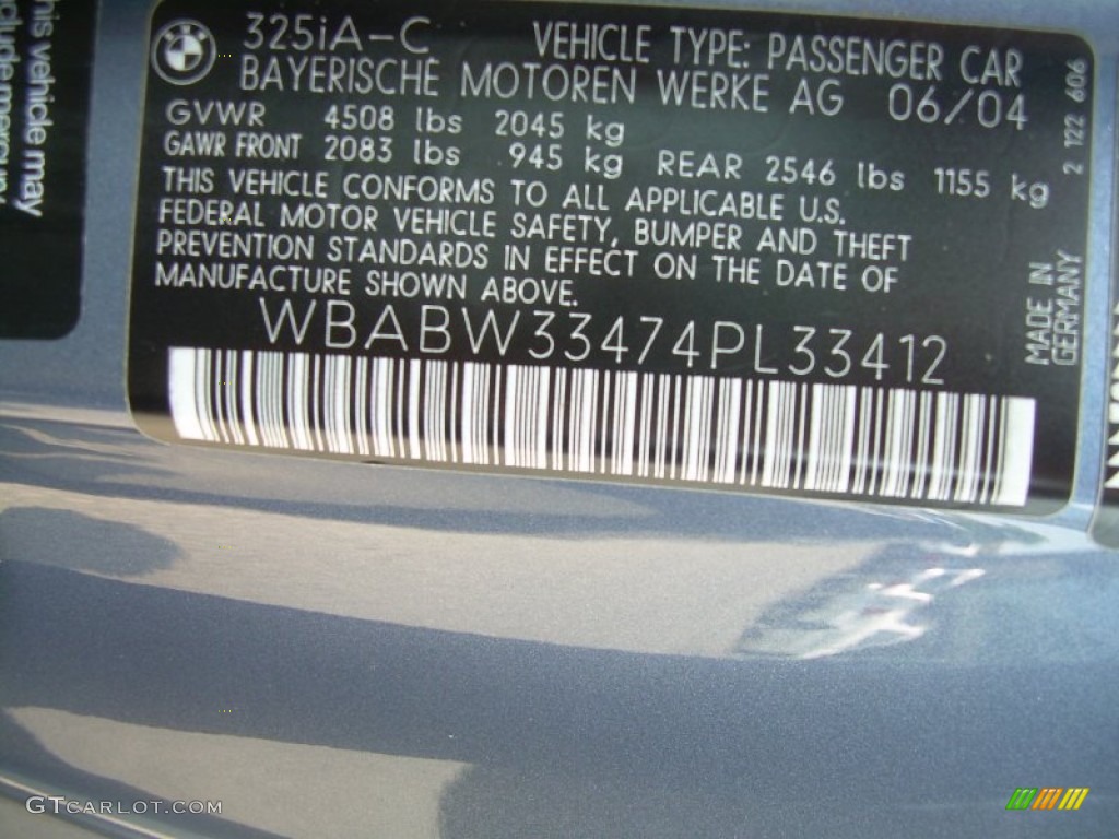 2004 3 Series 325i Convertible - Steel Blue Metallic / Grey photo #11