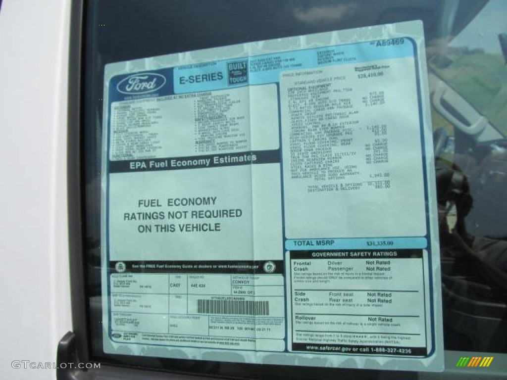2011 Ford E Series Van E250 Extended Commercial Window Sticker Photo #49963859