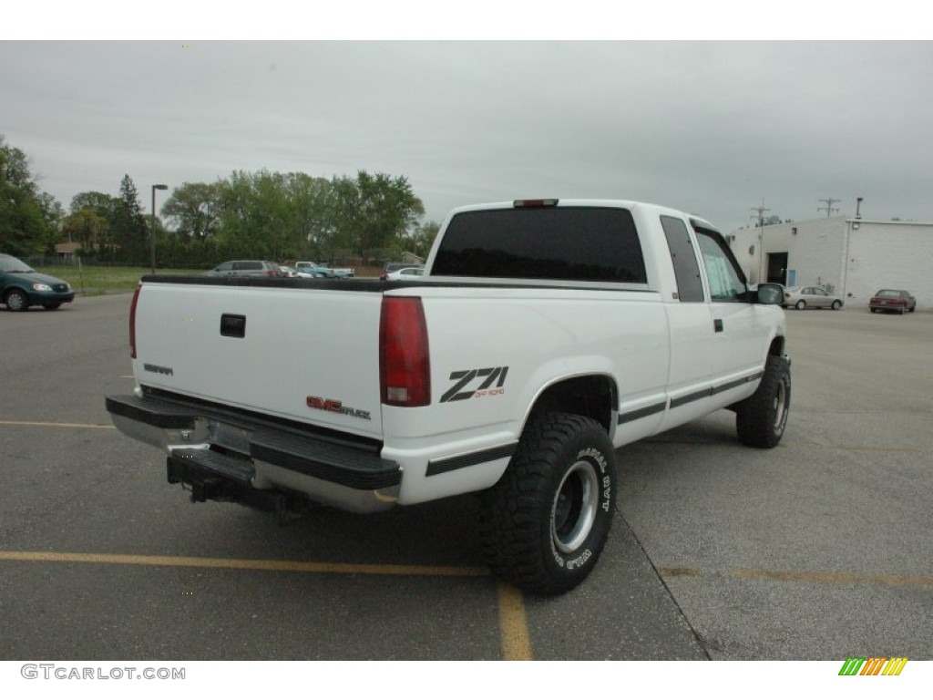 1996 Sierra 1500 SLT Extended Cab 4x4 - Olympic White / Maroon photo #6