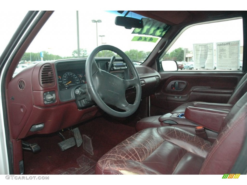 1996 Sierra 1500 SLT Extended Cab 4x4 - Olympic White / Maroon photo #8