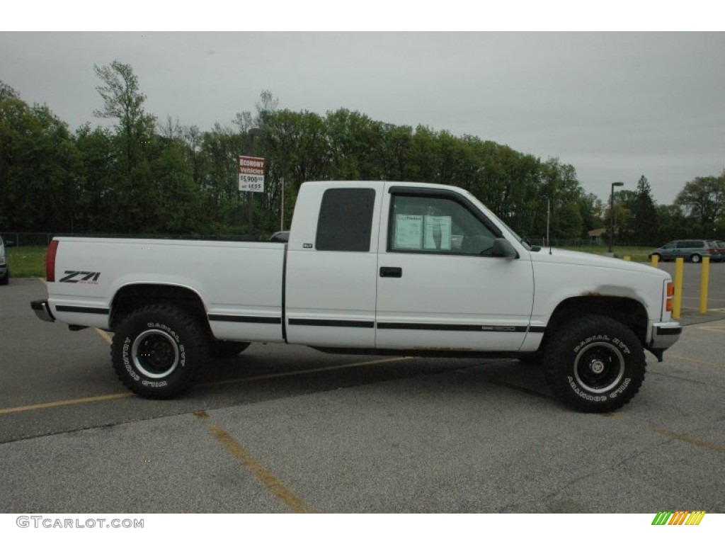1996 Sierra 1500 SLT Extended Cab 4x4 - Olympic White / Maroon photo #11