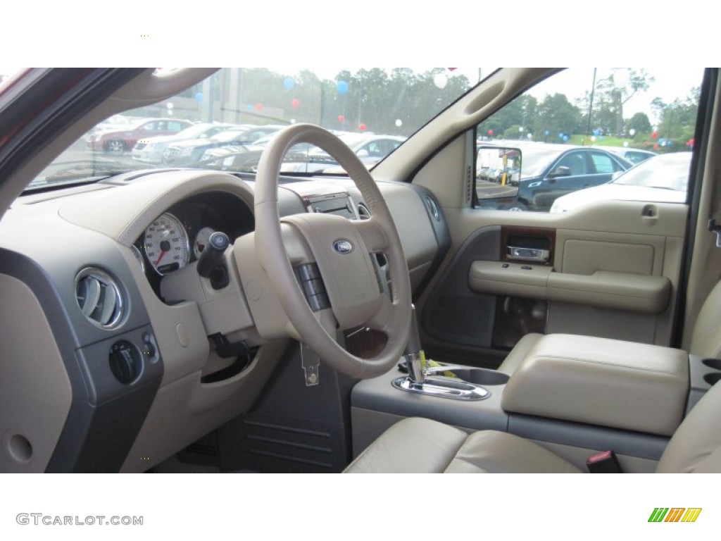 2005 F150 Lariat SuperCrew 4x4 - Dark Toreador Red Metallic / Tan photo #10