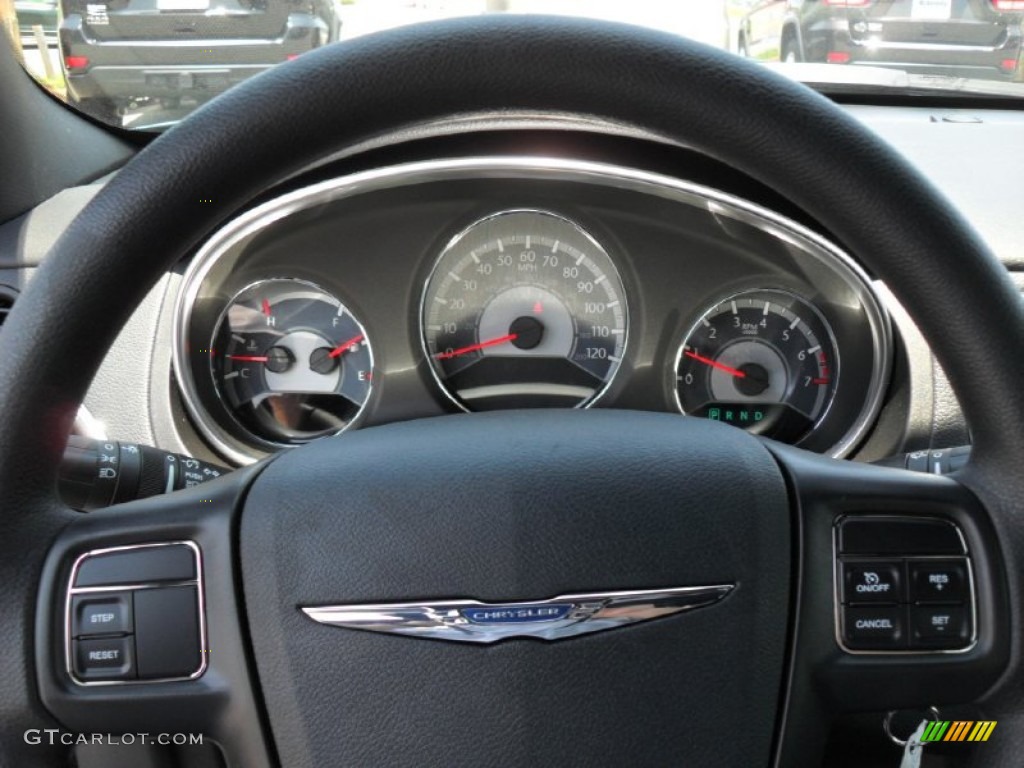 2011 Chrysler 200 LX Black/Light Frost Beige Steering Wheel Photo #49974711