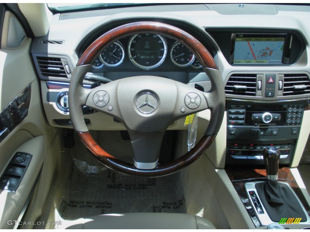 2010 Mercedes-Benz E 350 Coupe Almond Beige Steering Wheel Photo #49978035