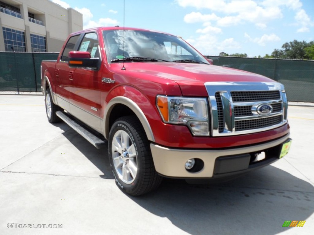 2011 F150 Lariat SuperCrew - Red Candy Metallic / Pale Adobe photo #1