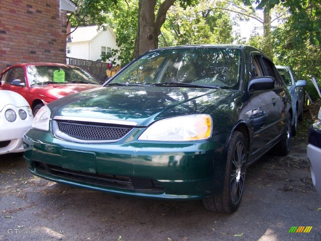 2002 Civic LX Sedan - Clover Green Metallic / Beige photo #1