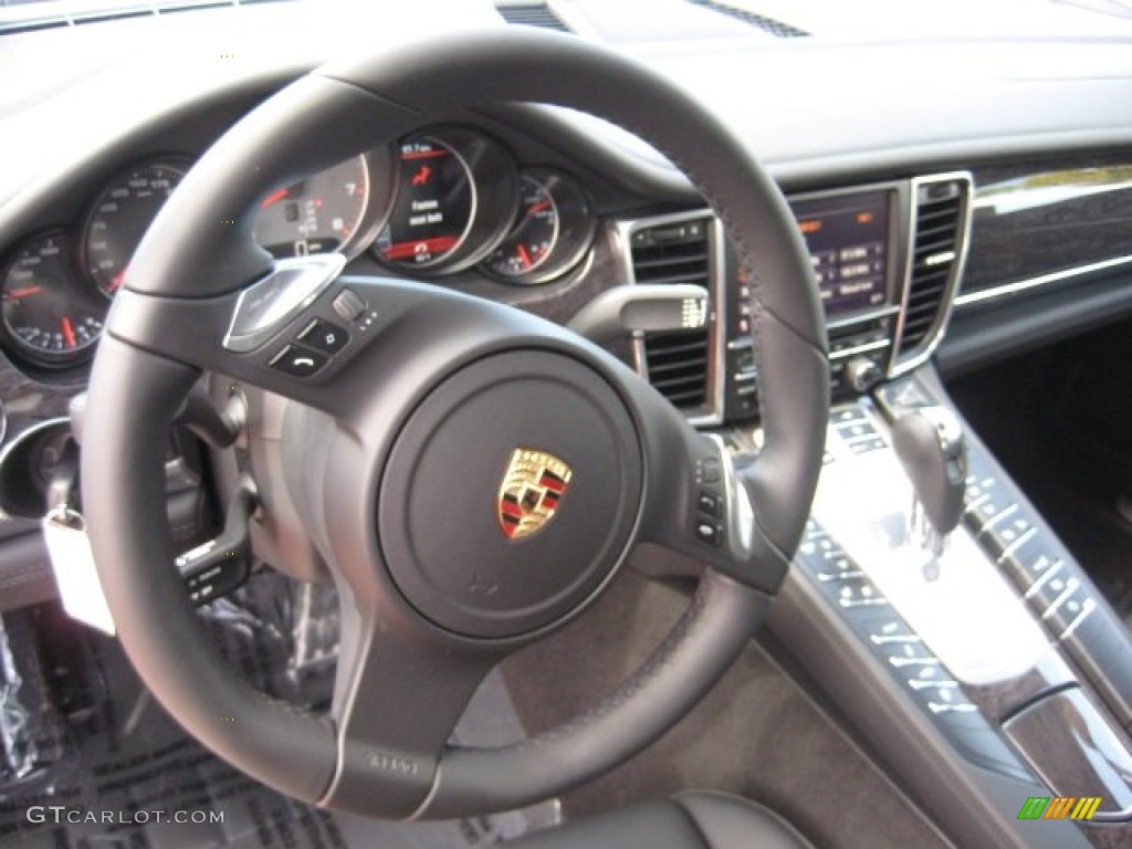 2011 Porsche Panamera 4S Black Steering Wheel Photo #49992964