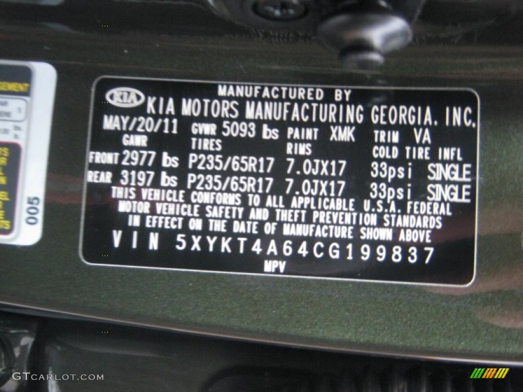 2012 Sorento Color Code XMK for Tuscan Olive Photo #49993399