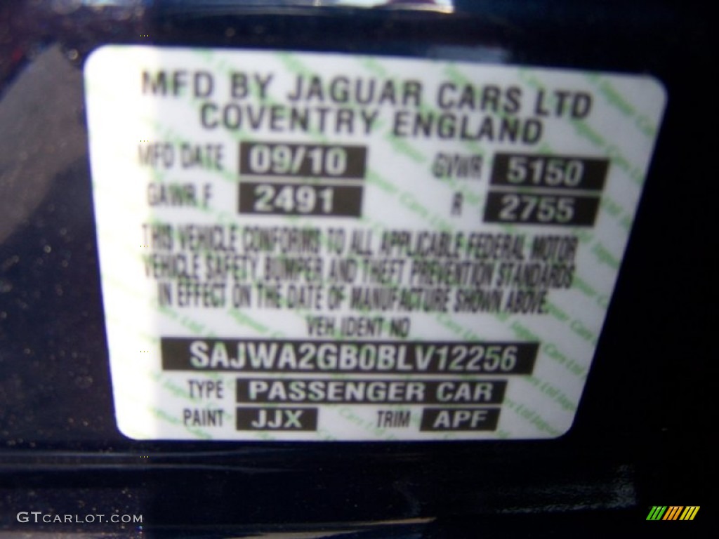 2011 XJ Color Code JJX for Indigo Metallic Photo #49995355