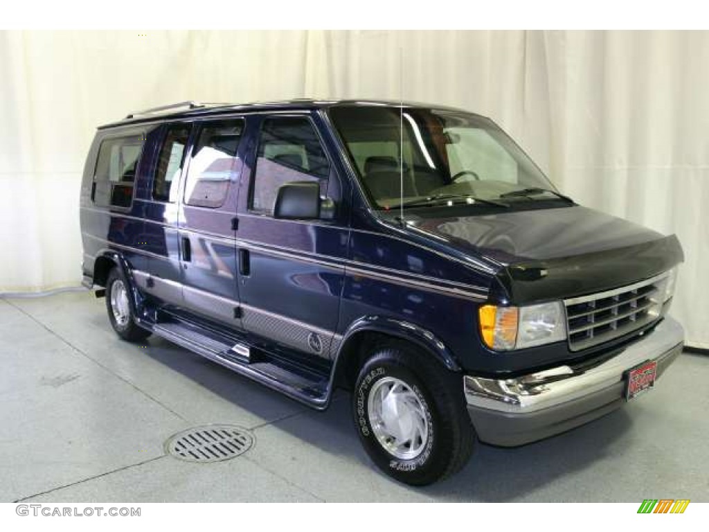 1995 E Series Van E150 Passenger Conversion - Dark Portofino Blue Metallic / Beige photo #1
