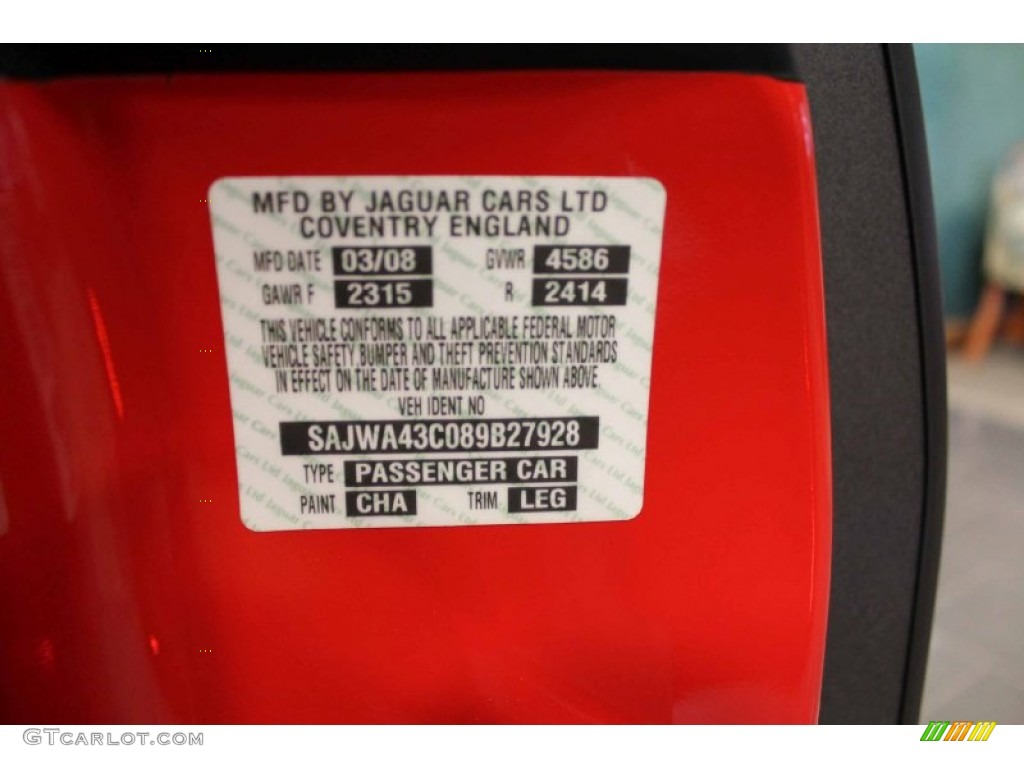 2008 XK Color Code CHA for Salsa Red Photo #50017912