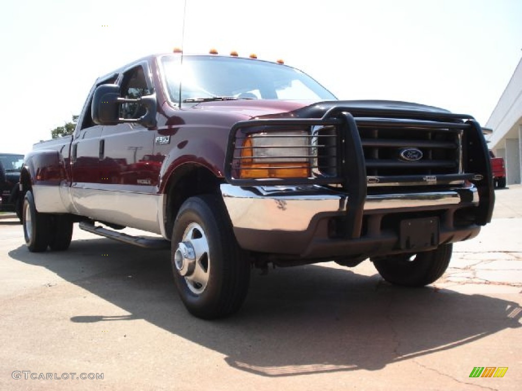 1999 F350 Super Duty XLT Crew Cab 4x4 Dually - Dark Toreador Red Metallic / Medium Prairie Tan photo #1