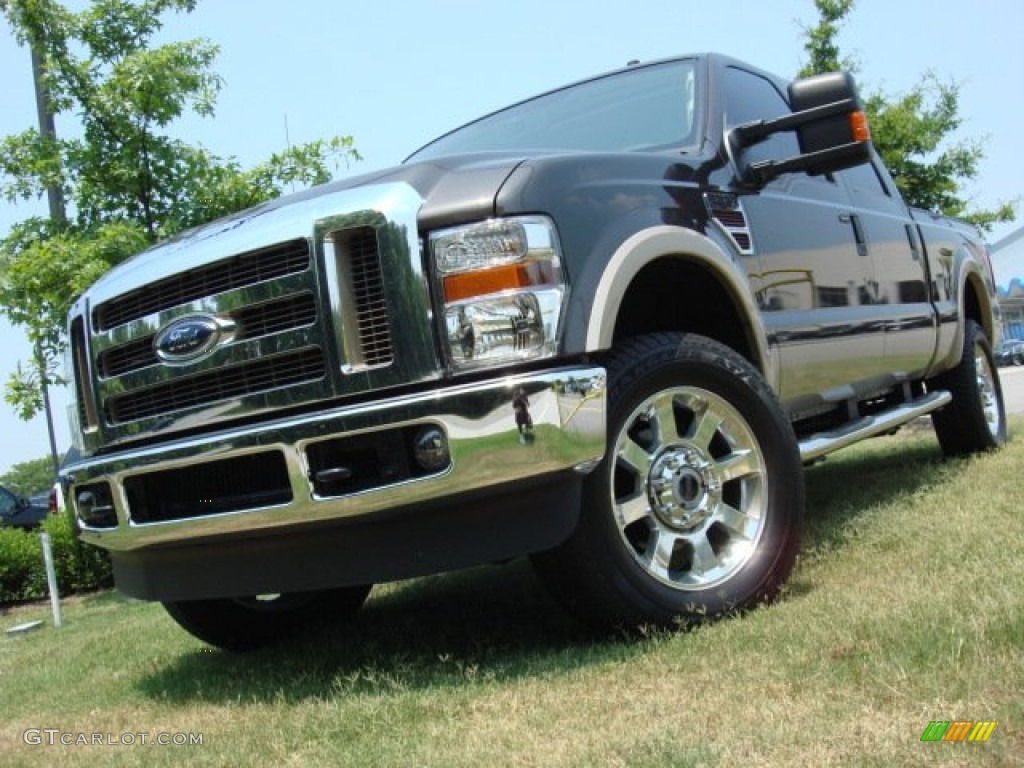 2008 F350 Super Duty Lariat Crew Cab 4x4 - Dark Shadow Grey Metallic / Camel photo #1