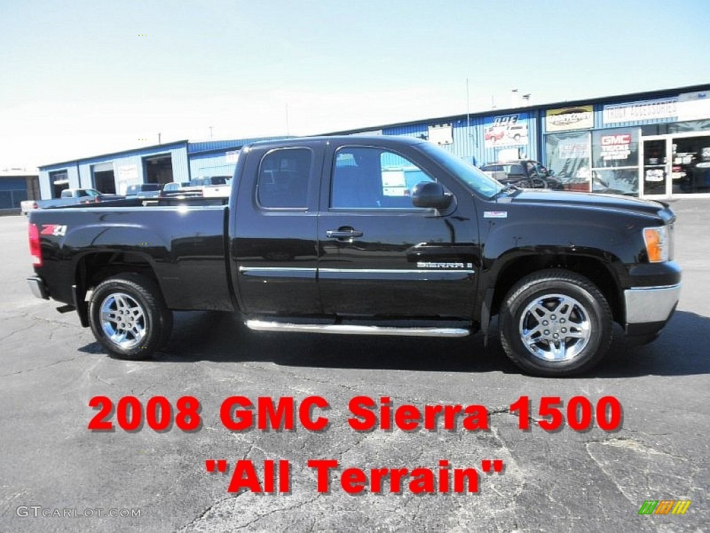 2008 Sierra 1500 SLE Extended Cab 4x4 - Onyx Black / Ebony photo #1