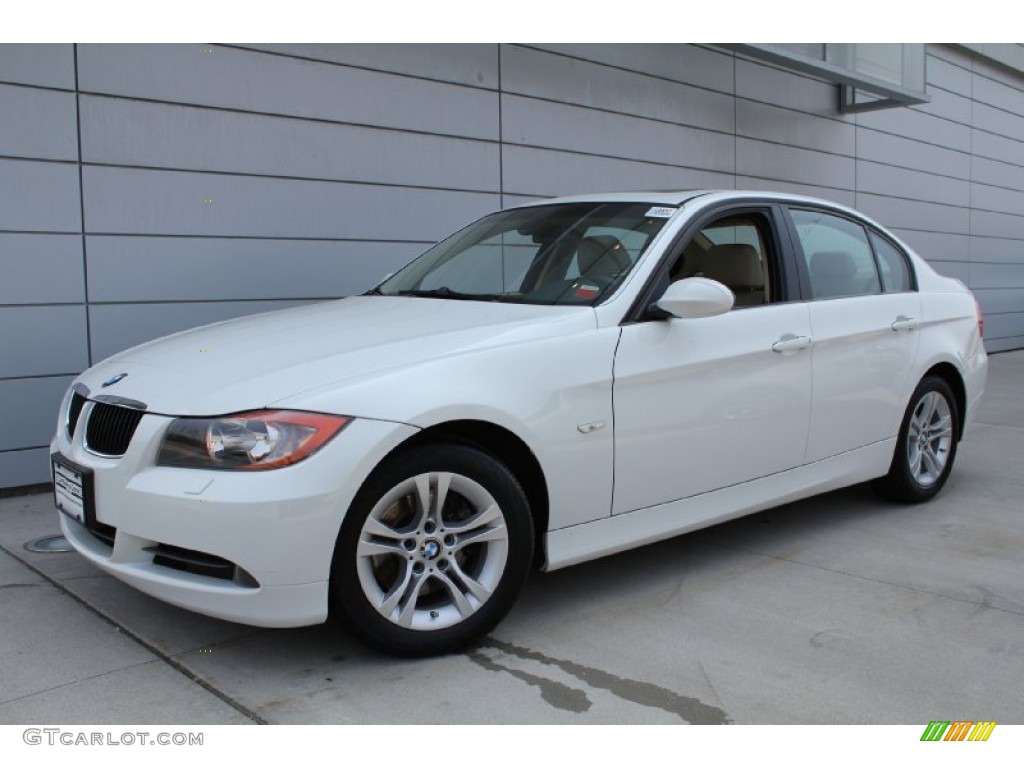 2008 3 Series 328xi Sedan - Alpine White / Beige photo #1