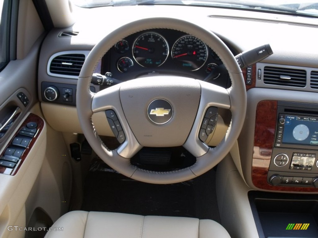 2011 Chevrolet Silverado 1500 LTZ Crew Cab Dark Cashmere/Light Cashmere Steering Wheel Photo #50023723