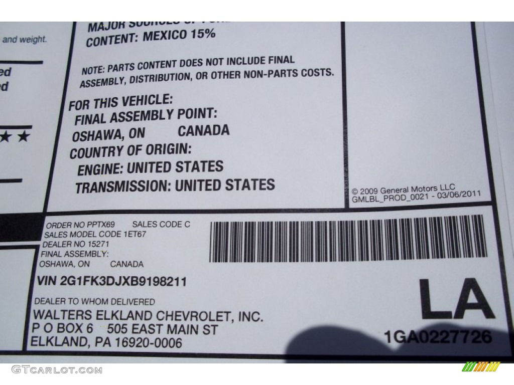 2011 Chevrolet Camaro SS/RS Convertible Window Sticker Photo #50024820