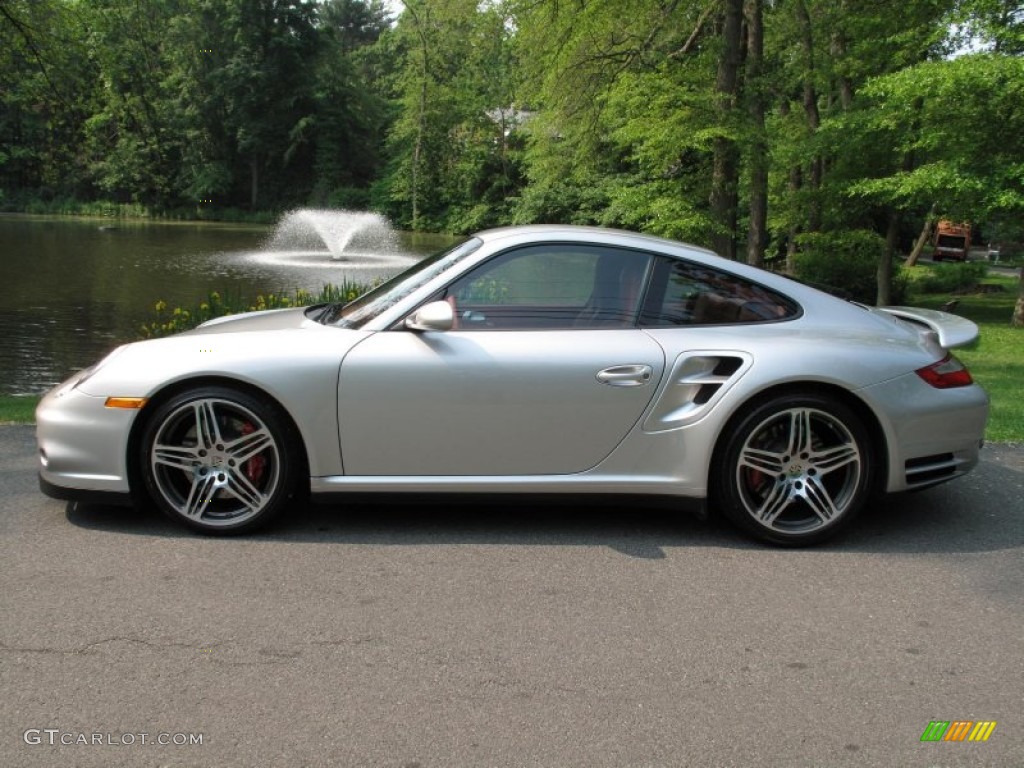 2007 911 Turbo Coupe - Arctic Silver Metallic / Terracotta photo #3