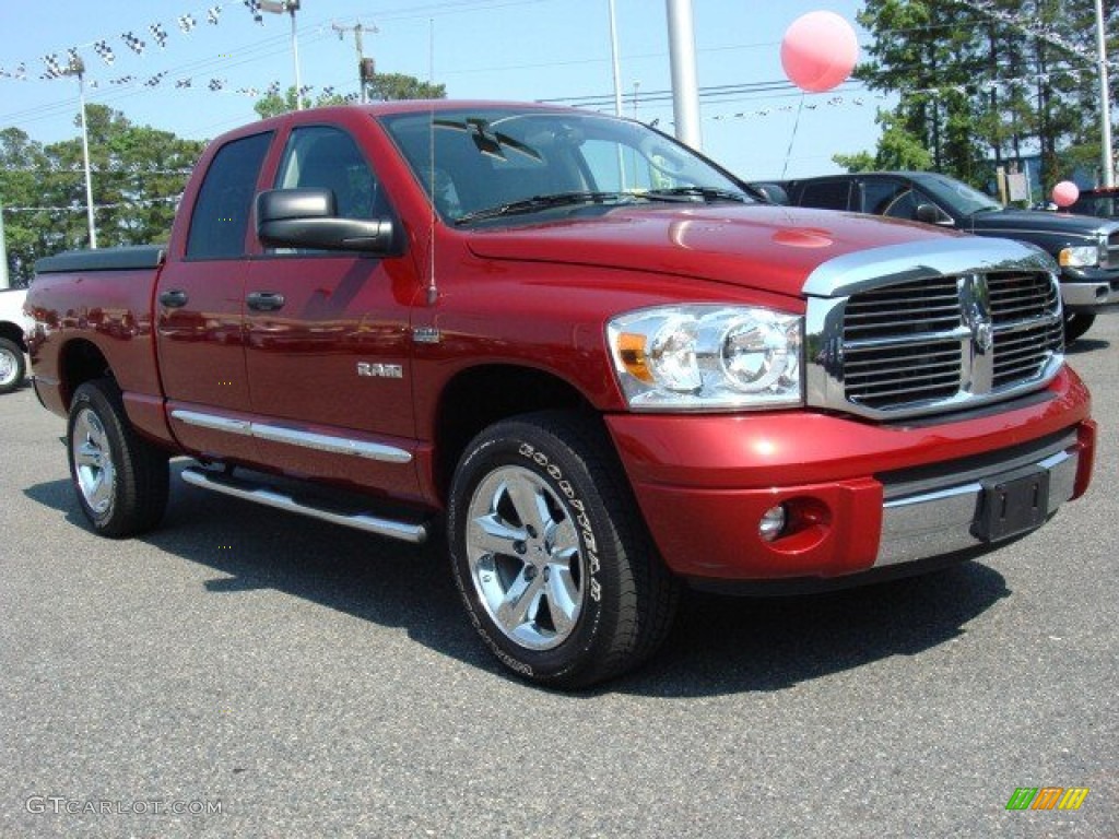 2008 Ram 1500 Laramie Quad Cab 4x4 - Inferno Red Crystal Pearl / Medium Slate Gray photo #7