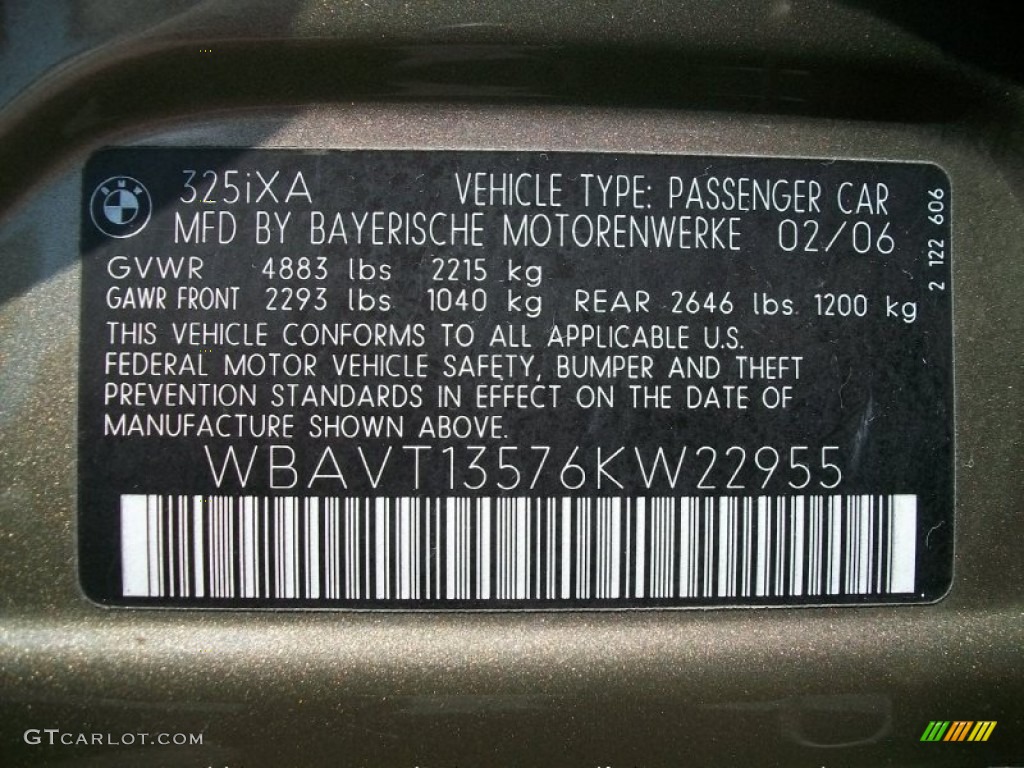 2006 BMW 3 Series 325xi Wagon Info Tag Photos