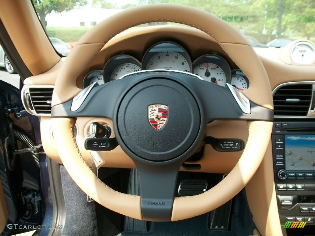 2011 Porsche 911 Carrera S Coupe Sand Beige Steering Wheel Photo #50030986