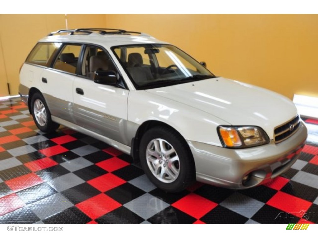 2002 Outback Wagon - White Frost Pearl / Beige photo #1