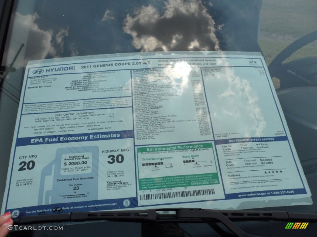 2011 Hyundai Genesis Coupe 2.0T Window Sticker Photos
