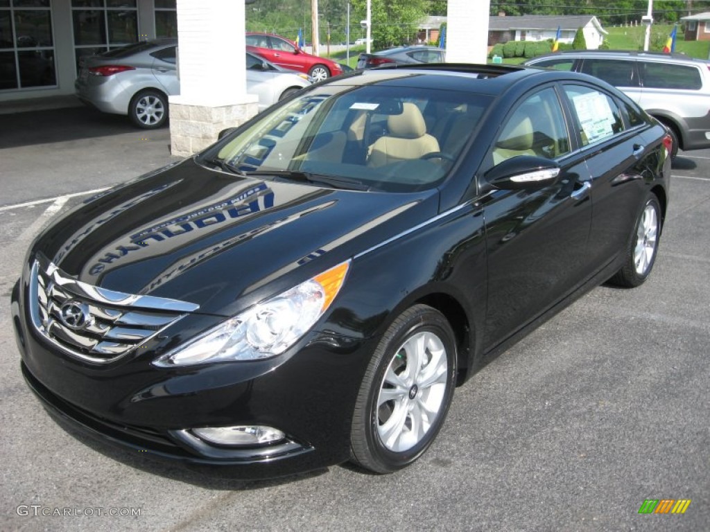 2011 Sonata Limited 2.0T - Midnight Black / Camel photo #2