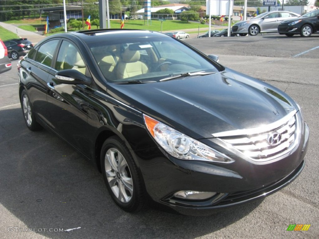2011 Sonata Limited 2.0T - Midnight Black / Camel photo #4