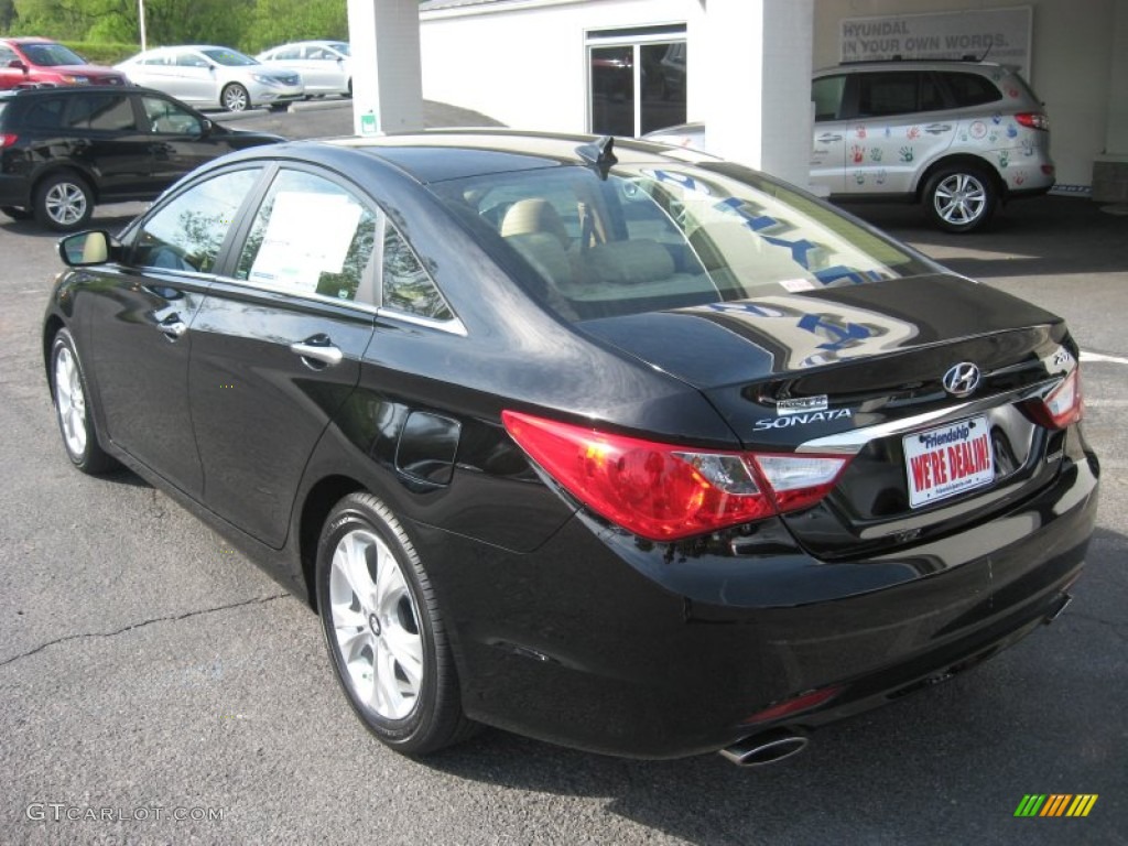 2011 Sonata Limited 2.0T - Midnight Black / Camel photo #8