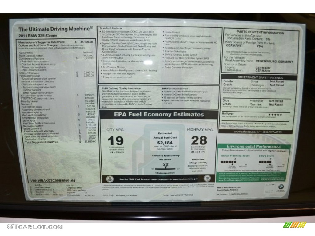 2011 3 Series 335i Coupe - Alpine White / Black Dakota Leather photo #7