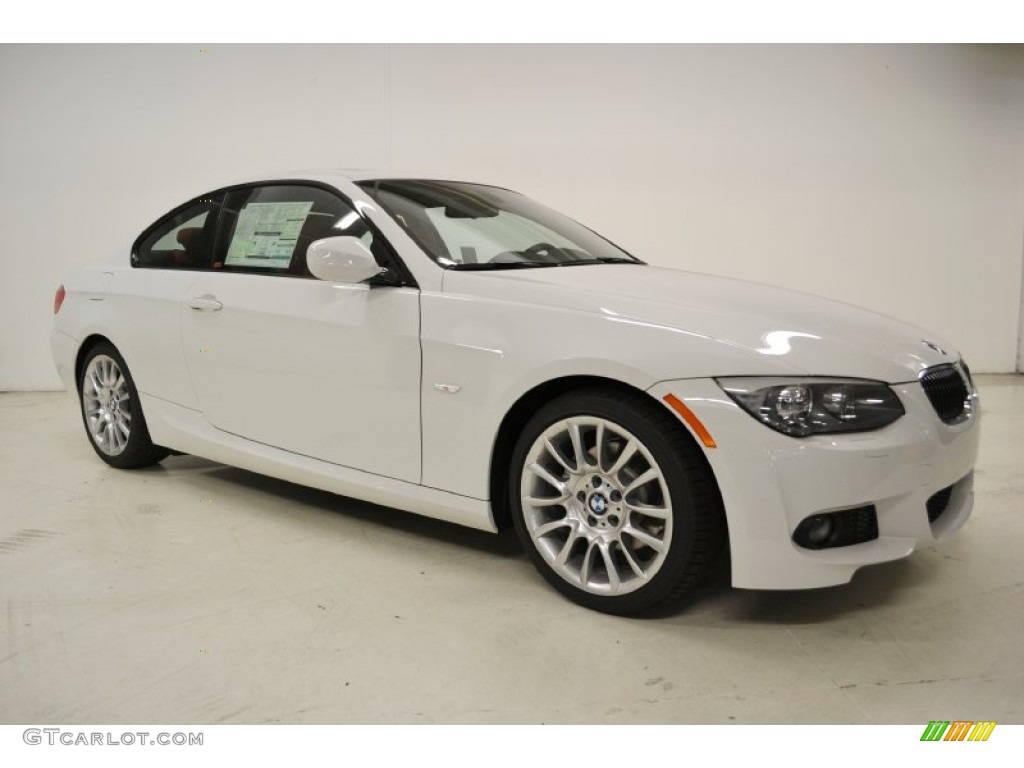 2011 3 Series 328i Coupe - Alpine White / Coral Red/Black Dakota Leather photo #2