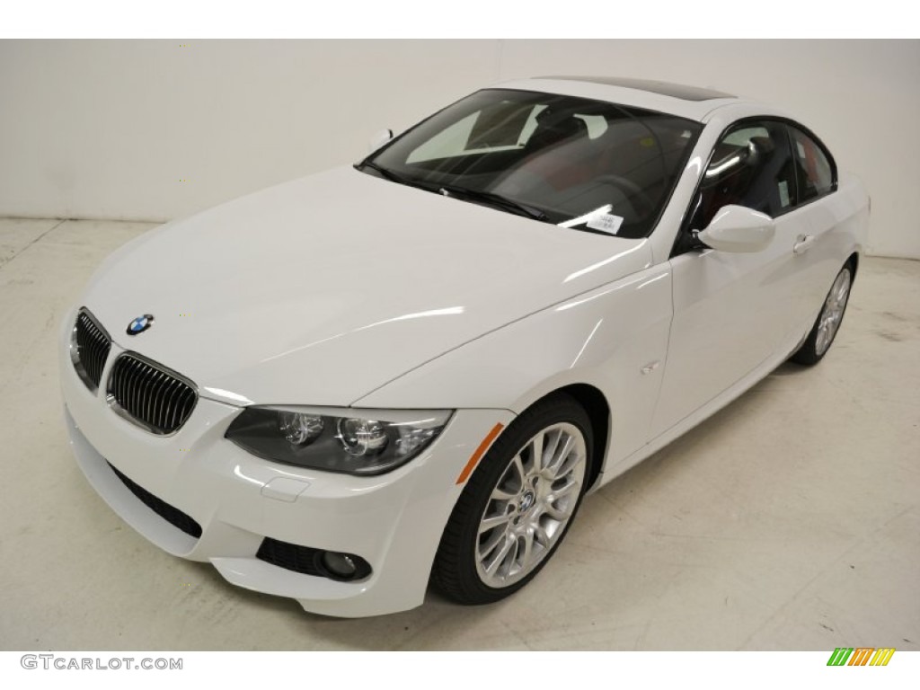 2011 3 Series 328i Coupe - Alpine White / Coral Red/Black Dakota Leather photo #8
